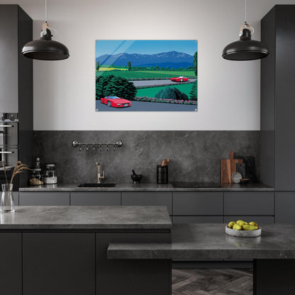 Ferraris traversing the lands - Hiroshi Nagai Acrylic Print - 70x100 cm / 28x40″ inches