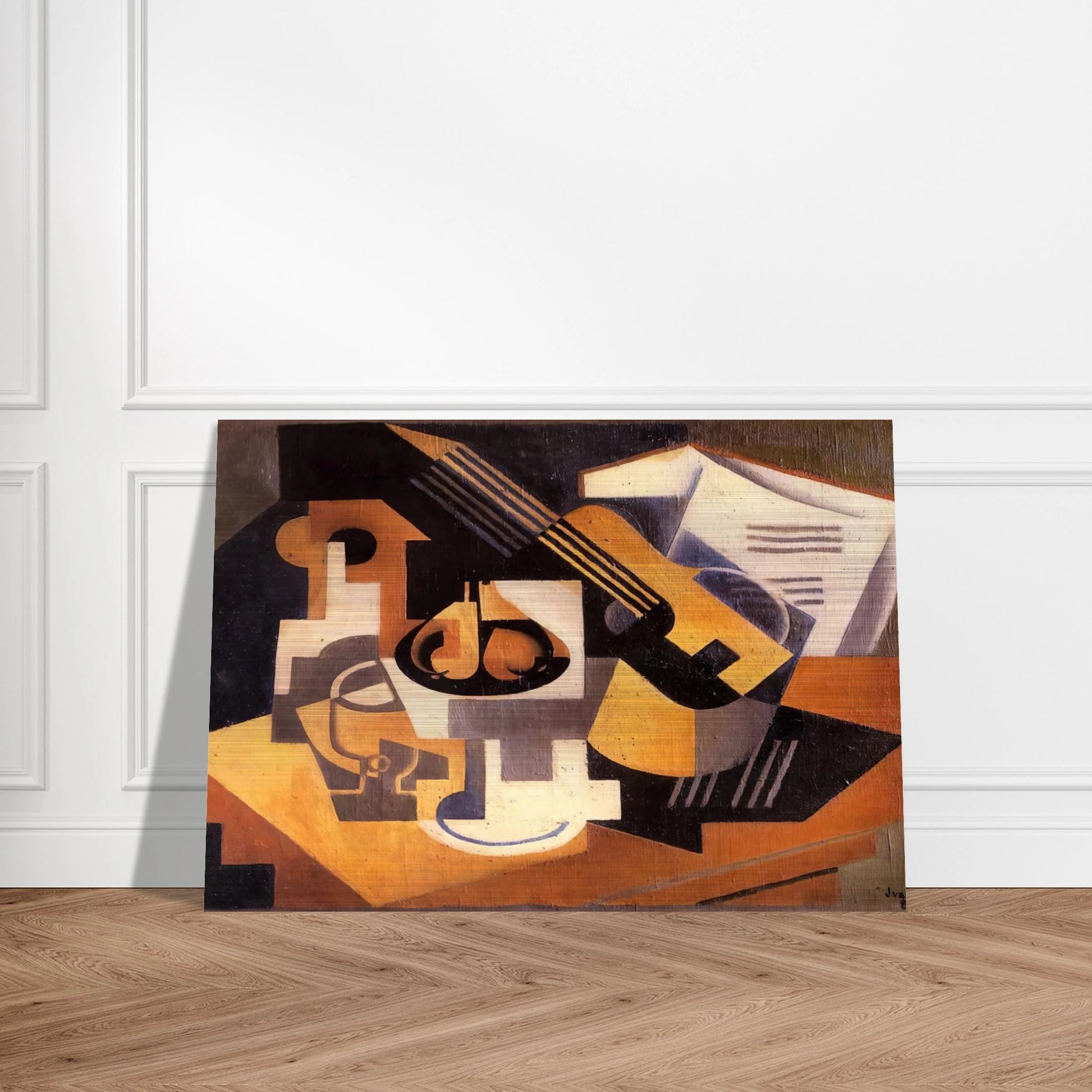 GUITAR AND FRUIT BOWL ON A TABLE 1918 - Juan Gris Brushed Aluminum Print - 70x100 cm / 28x40 inches | Juan Gris Aluminum Print | Juan Gris Prints