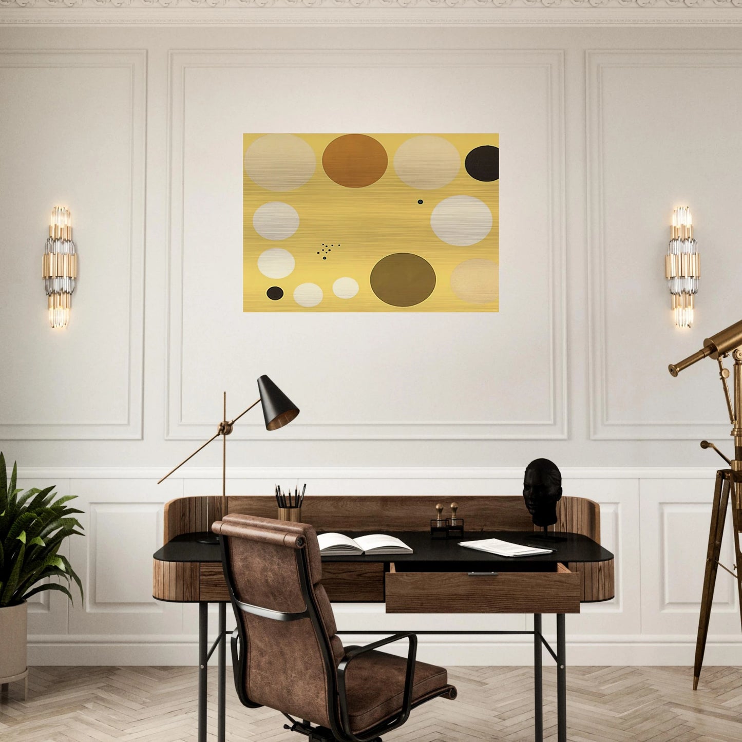 Carta celeste en amarillo n° 1 - 1953 1 - Lolo Soldevilla Brushed Aluminum Print - 70x100 cm / 28x40 inches | Lolo Soldevilla Aluminum Print | Lolo Soldevilla Prints
