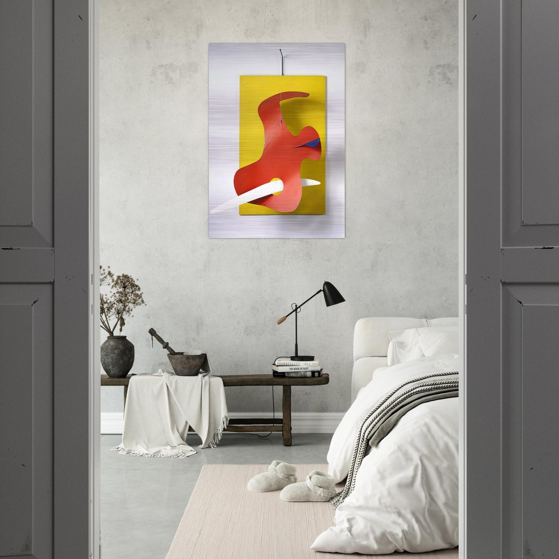 FORM AGAINST YELLOW YELLOW PANEL 1936 - Alexander Calder Brushed Aluminum Print - 70x100 cm / 28x40 inches | Alexander Calder Aluminum Print | Alexander Calder Prints