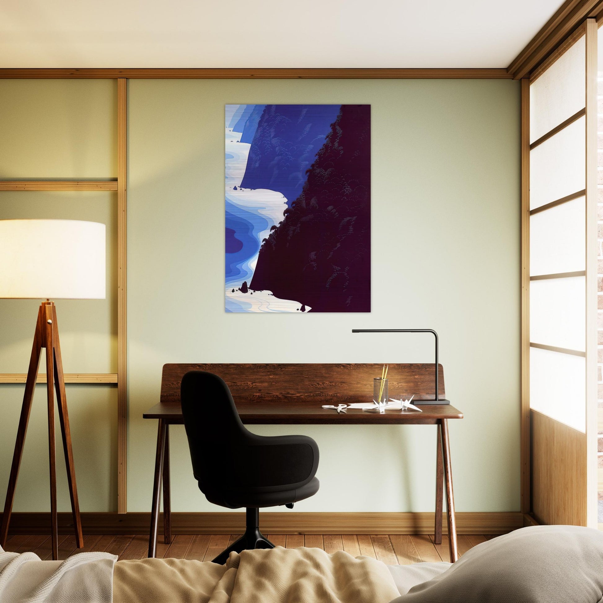 Blue Big Sur - Eyvind Earle Brushed Aluminum Print - 70x100 cm / 28x40 inches | Eyvind Earle Aluminum Print | Eyvind Earle Prints