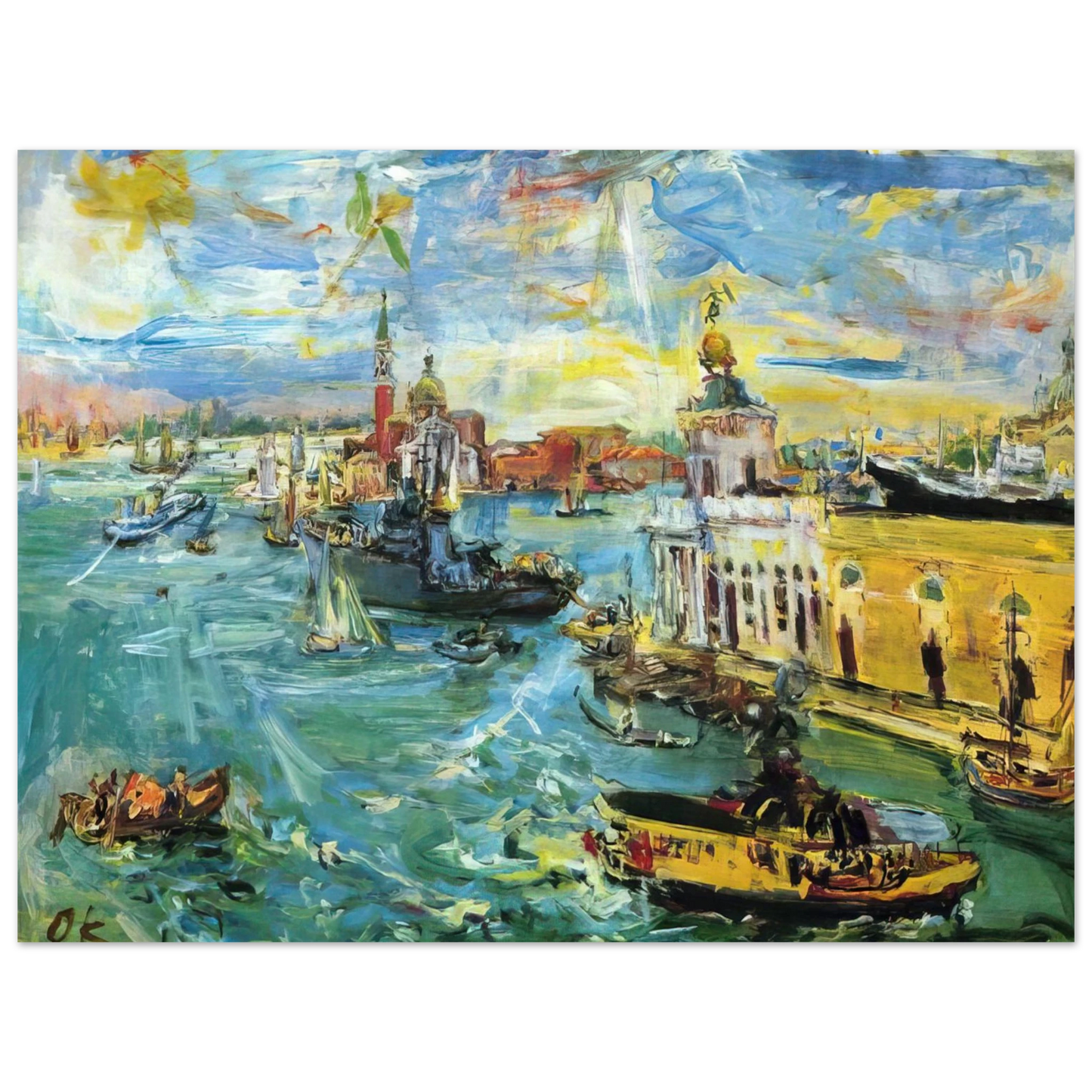 OSKAR KOKOSCHKA - VENICE DOGANA 1948  75x100 cm / 30x40inches Fine Art Poster