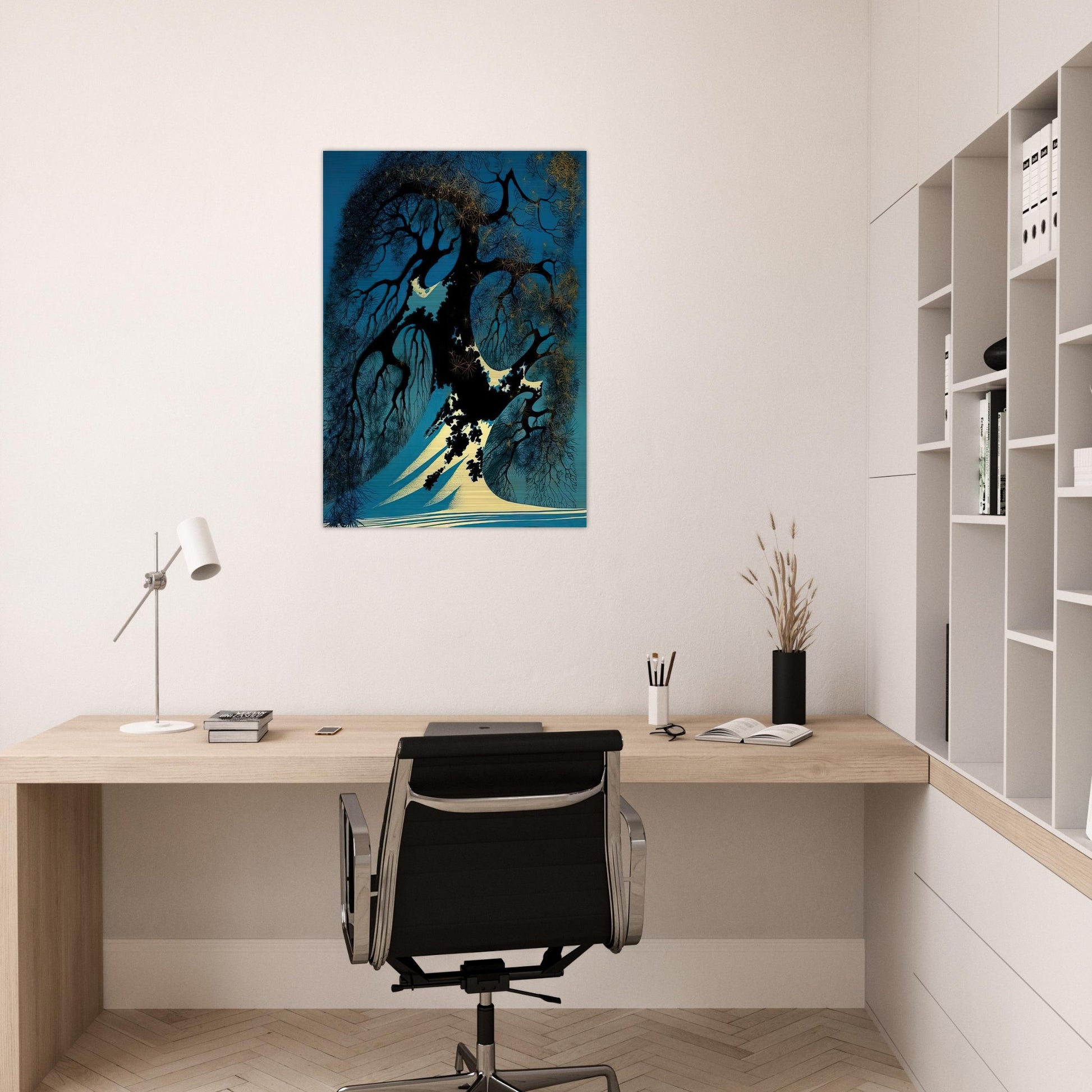 Winter Bonsai - Eyvind Earle Brushed Aluminum Print - 70x100 cm / 28x40 inches | Eyvind Earle Aluminum Print | Eyvind Earle Prints