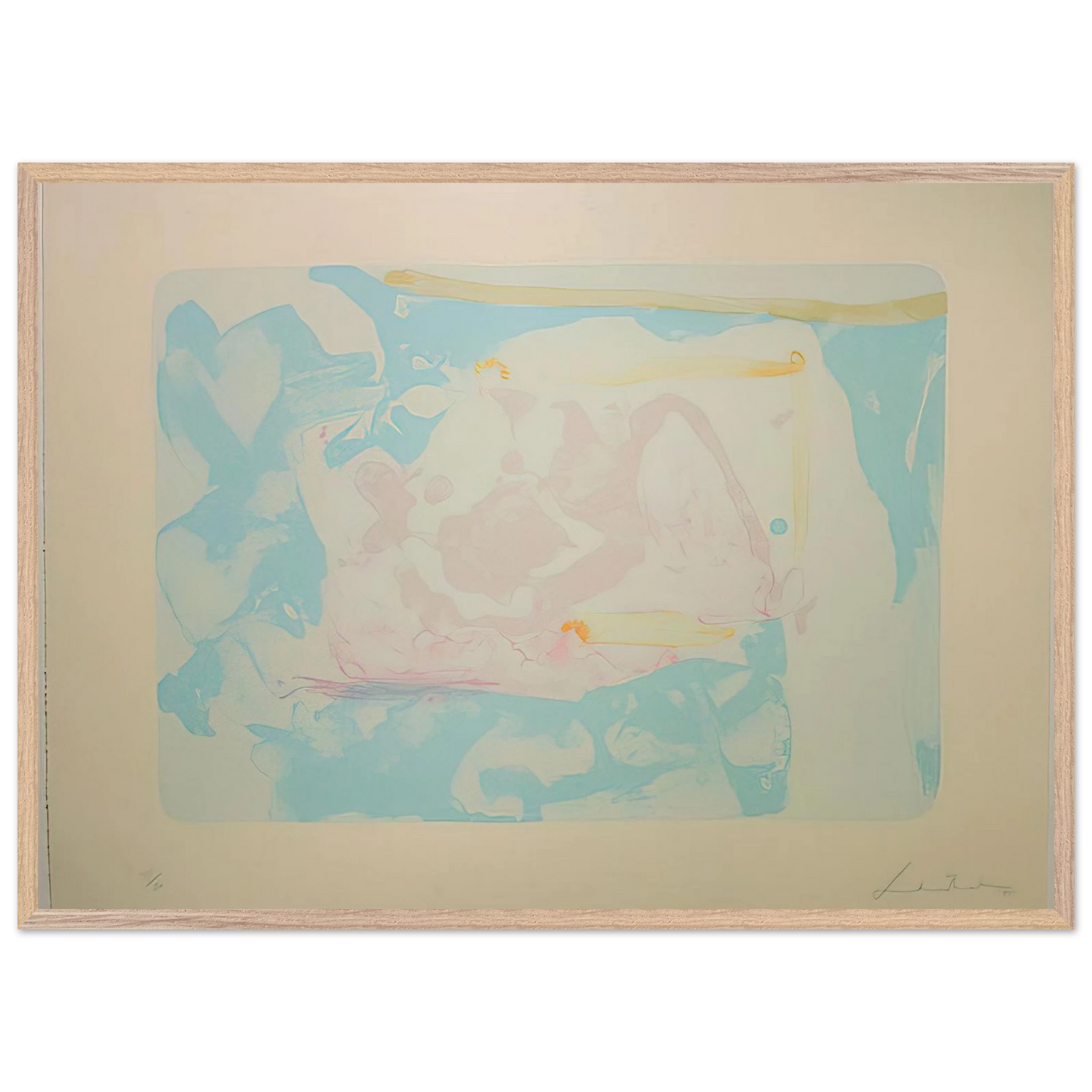Helen Frankenthaler - Reflections III - 1995 Wall art - A2 (42 x 59.4  cm) - Premium Wooden Framed Poster With Fine Art Paper-canvas - Black frame
