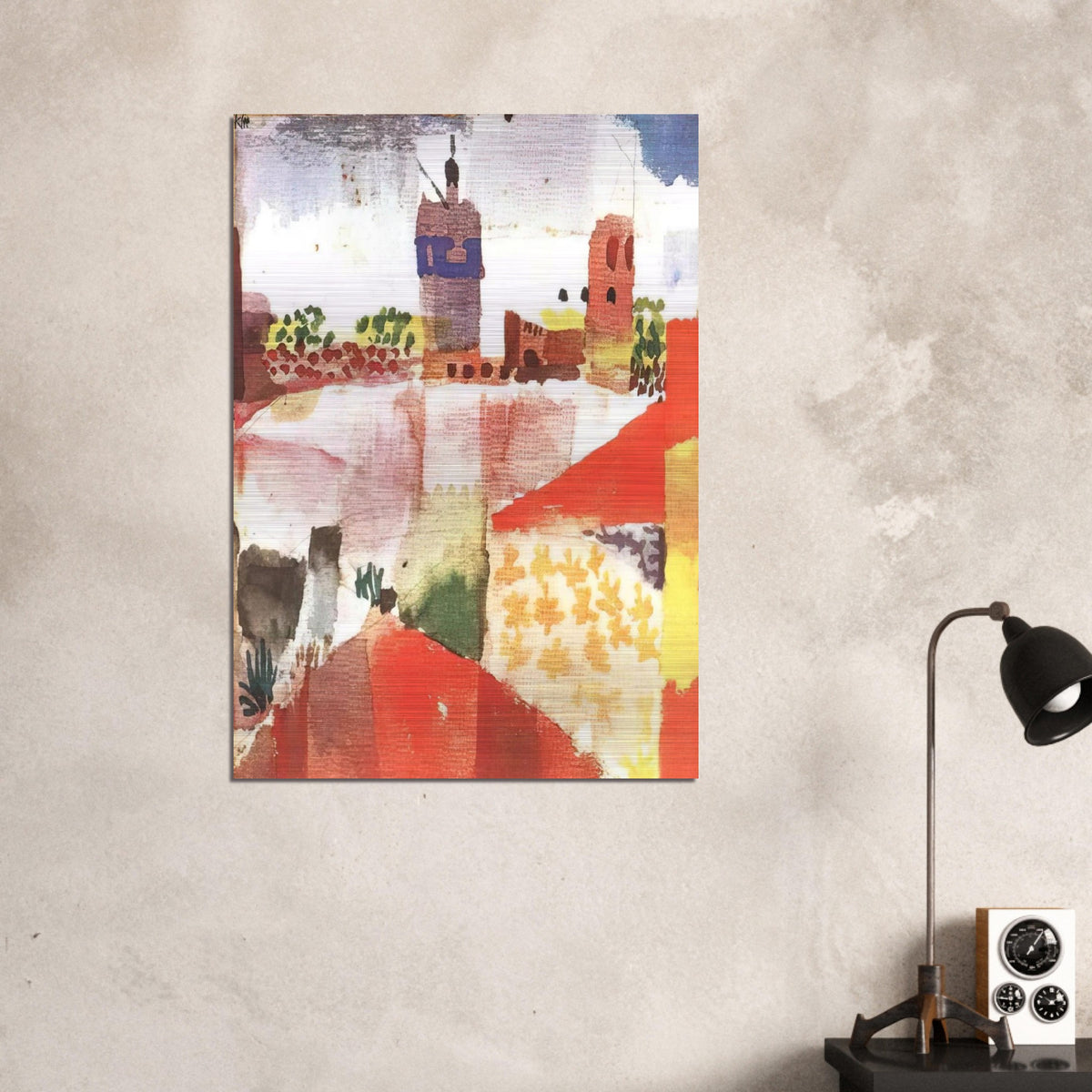 HAMMAMET WITH MOSQUE 1914 - Paul Klee Brushed Aluminum Print - 70x100 cm / 28x40 inches | Paul Klee Aluminum Print | Paul Klee Prints