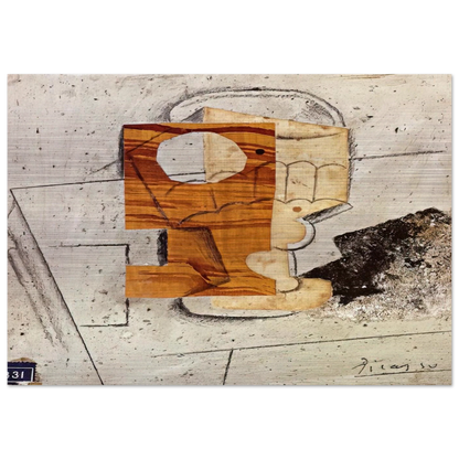 Glass on a Table - 1914 - Pablo Picasso Brushed Aluminum Print - 70x100 cm / 28x40 inches | Pablo Picasso Aluminum Print | Pablo Picasso Prints