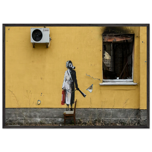 HOSTOMEL PROSKURIVSKA 2 2022 - Banksy 70x100 cm / 28x40 inches Framed Art Print – Black Wooden Frame