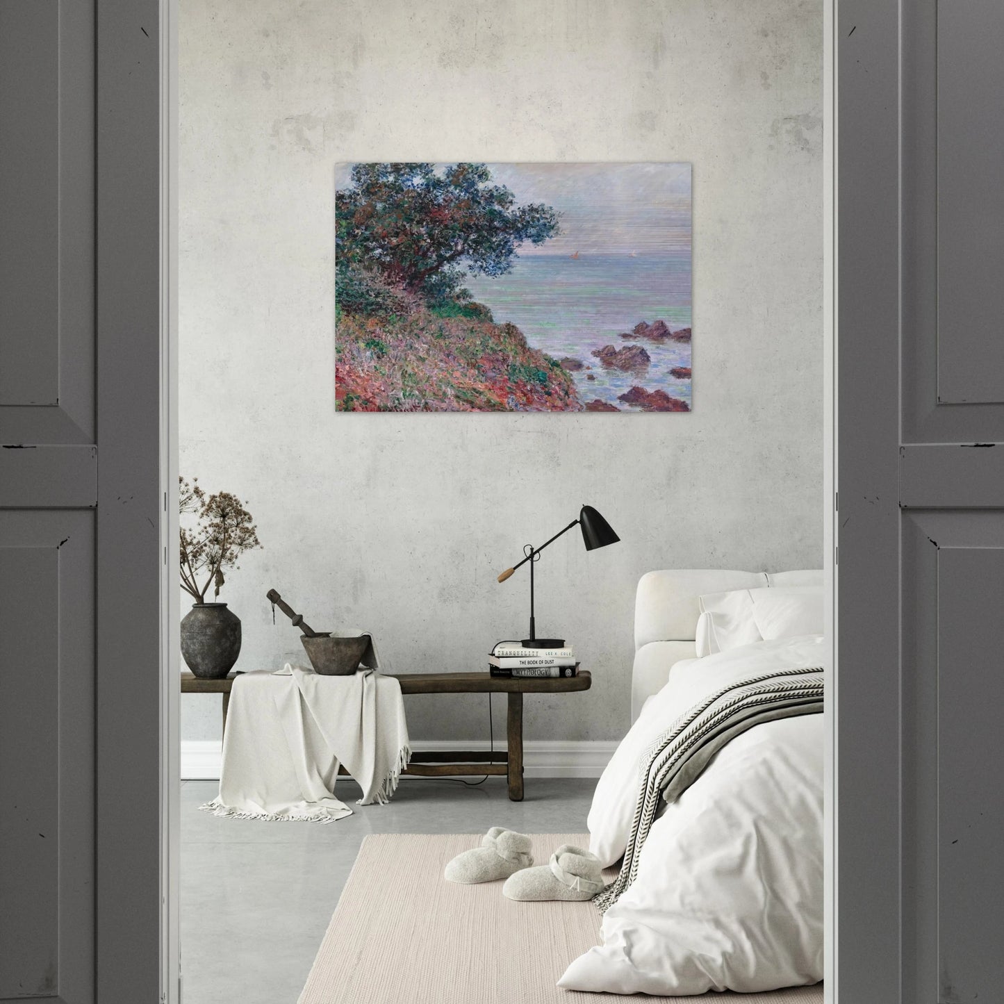 Mediteranian Coast, Grey Day - claude monet Brushed Aluminum Print - 70x100 cm / 28x40 inches | claude monet Aluminum Print | claude monet Prints
