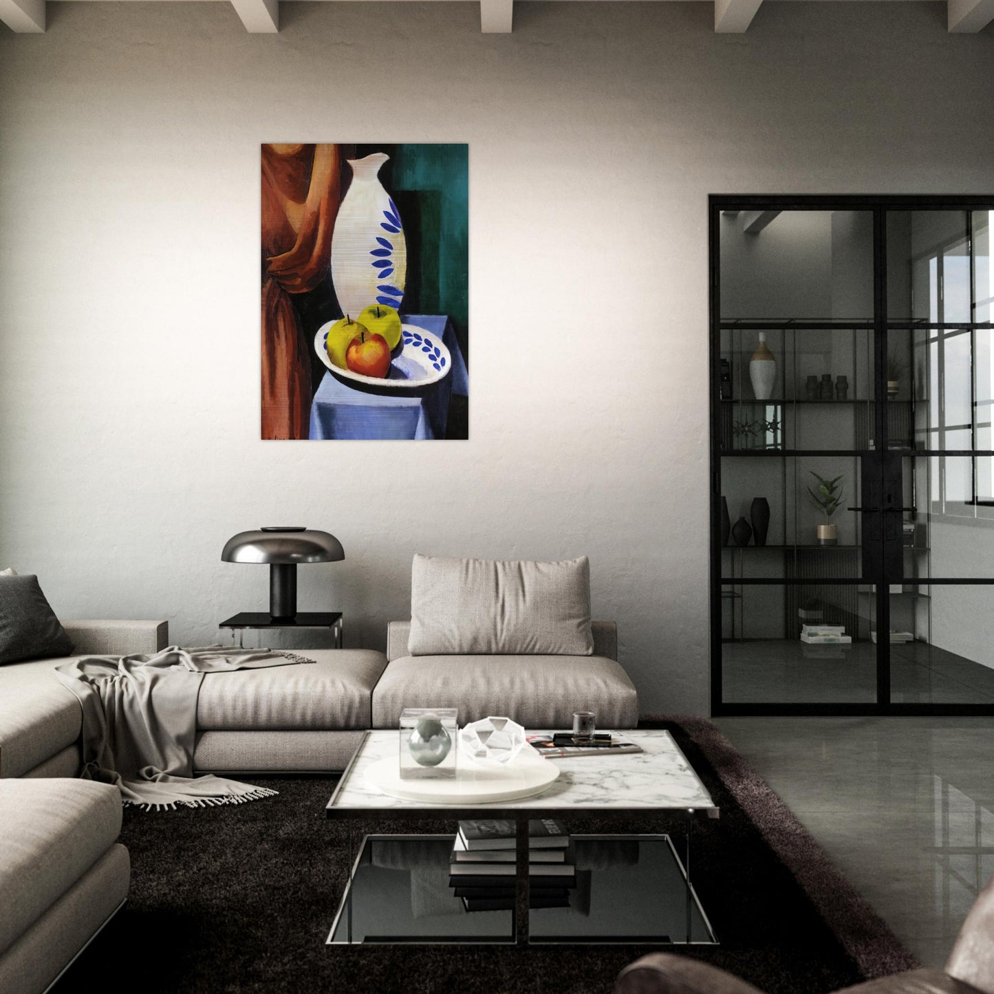 STILL LIFE WITH WHITE PITCHER 1917 - Moise Kisling Brushed Aluminum Print - 70x100 cm / 28x40 inches | Moise Kisling Aluminum Print | Moise Kisling Prints
