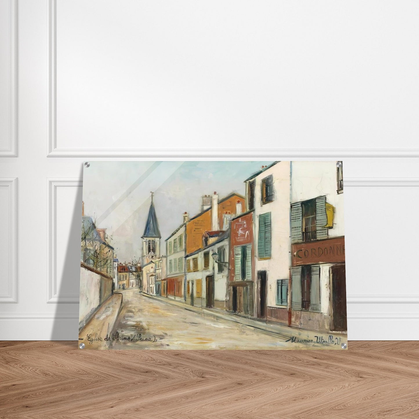 RUE JEAN DURAND ET LEGLISE STAINS SEINE SAINT DENIS 1940 - Maurice Utrillo Acrylic Print - 70x100 cm / 28x40″ inches