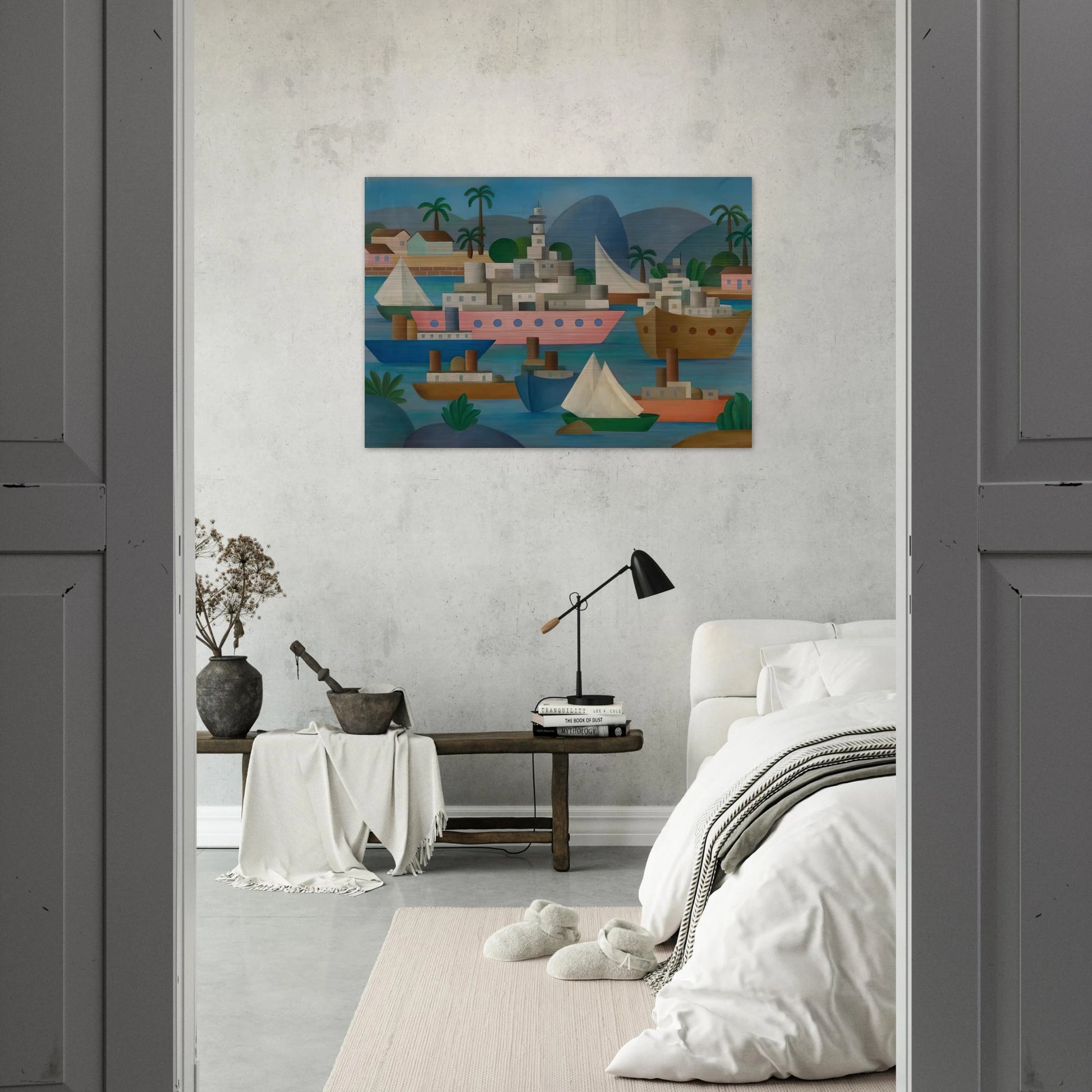 Porto I - Tarsila do Amaral Brushed Aluminum Print - 70x100 cm / 28x40 inches | Tarsila do Amaral Aluminum Print | Tarsila do Amaral Prints