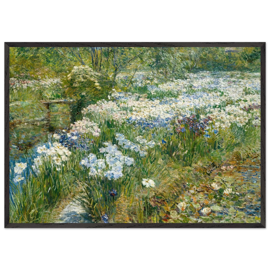 The Water Garden - Childe Hassam 70x100 cm / 28x40 inches Framed Art Print – Black Wooden Frame