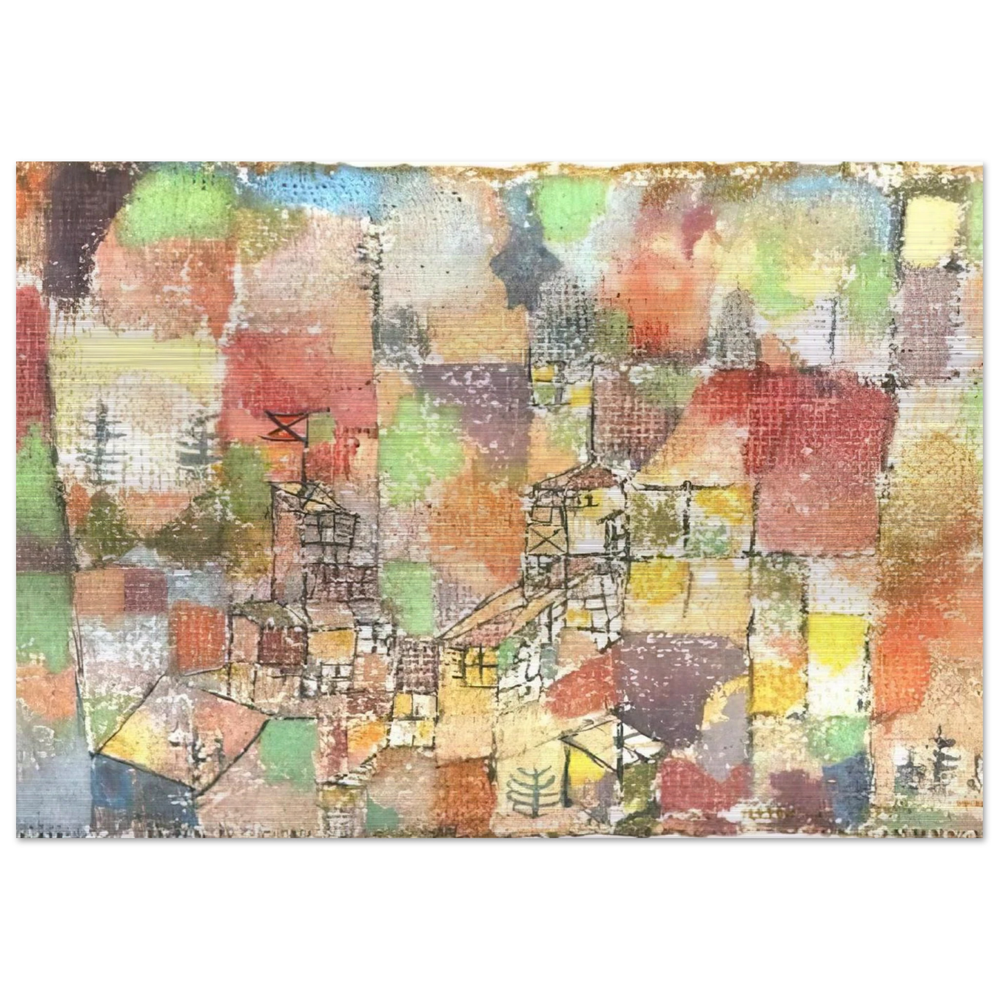 TWO COUNTRY HOUSES 1918 - Paul Klee Brushed Aluminum Print - 70x100 cm / 28x40 inches | Paul Klee Aluminum Print | Paul Klee Prints