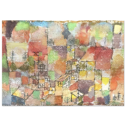 TWO COUNTRY HOUSES 1918 - Paul Klee Brushed Aluminum Print - 70x100 cm / 28x40 inches | Paul Klee Aluminum Print | Paul Klee Prints