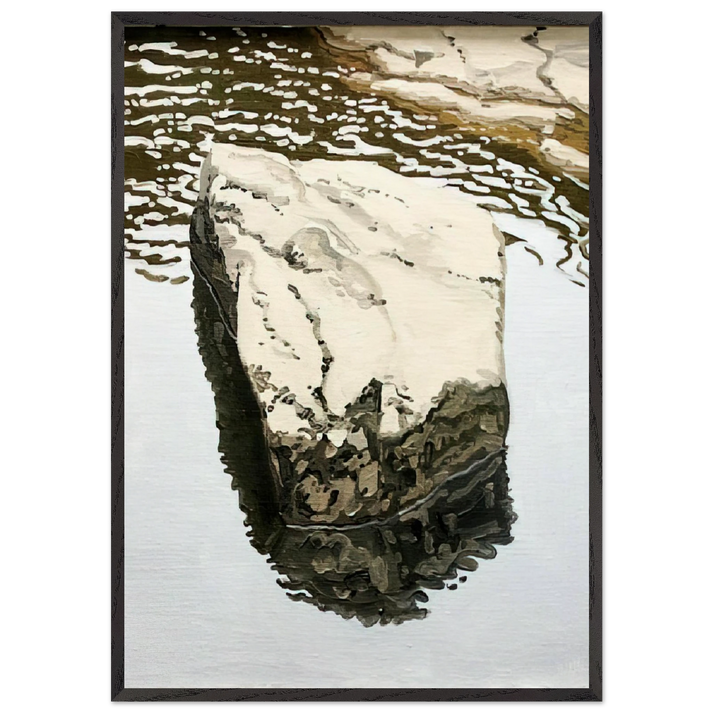 Study for Flat Boulder Reflected - 1986 - Neil Welliver 70x100 cm / 28x40 inches Framed Art Print – Black Wooden Frame