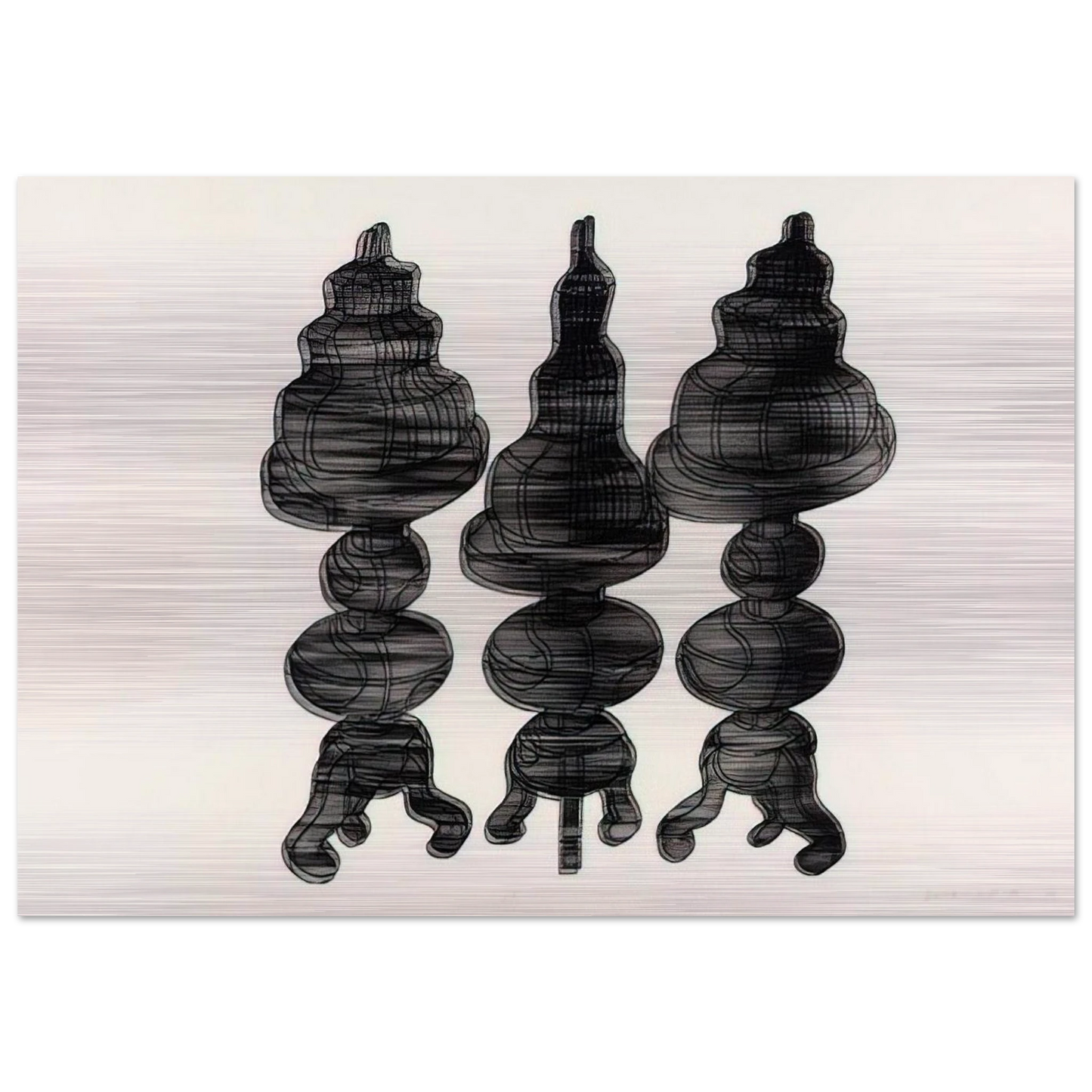 3 Cakes on Swivel Chairs - 1971 - Dieter Roth Brushed Aluminum Print - 70x100 cm / 28x40 inches | Dieter Roth Aluminum Print | Dieter Roth Prints