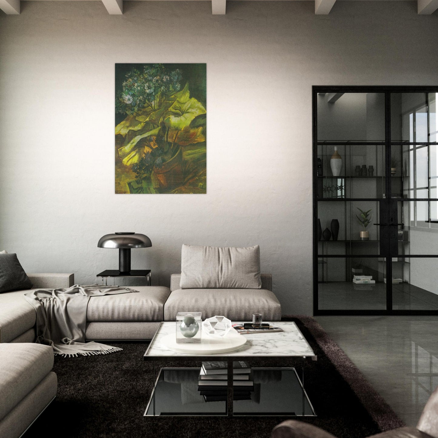 Flower Pot with Asters - Vincent van Gogh Brushed Aluminum Print - 70x100 cm / 28x40 inches | Vincent van Gogh Aluminum Print | Vincent van Gogh Prints