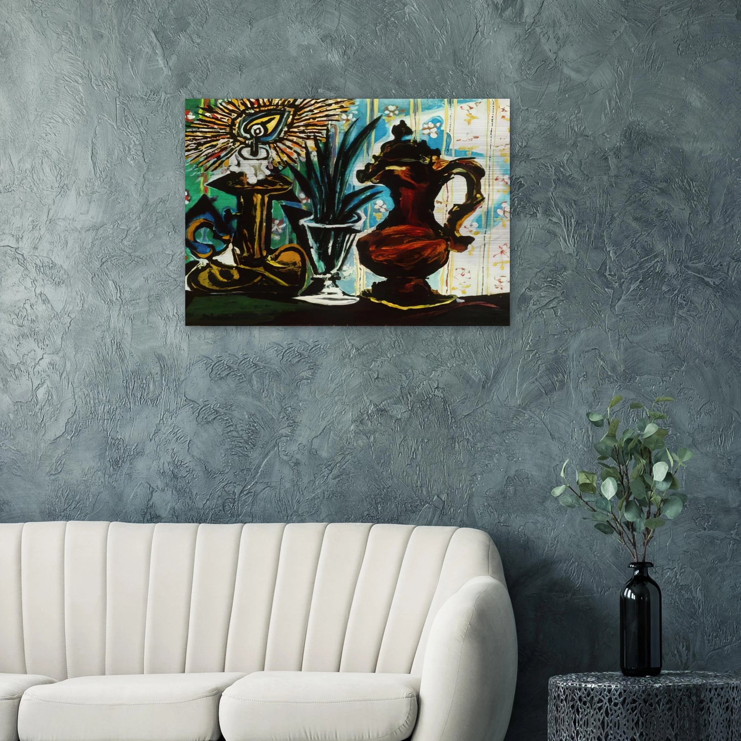Still life with candle - Pablo Picasso Brushed Aluminum Print - 70x100 cm / 28x40 inches | Pablo Picasso Aluminum Print | Pablo Picasso Prints