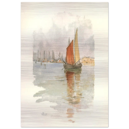 Woodboats and Dogana - Childe Hassam Brushed Aluminum Print - 70x100 cm / 28x40 inches | Childe Hassam Aluminum Print | Childe Hassam Prints