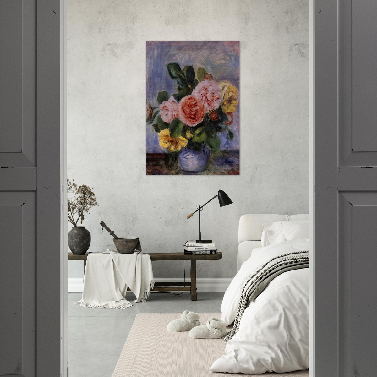 Roses in a Vase - Pierre-Auguste Renoir Brushed Aluminum Print - 70x100 cm / 28x40 inches | Pierre-Auguste Renoir Aluminum Print | Pierre-Auguste Renoir Prints
