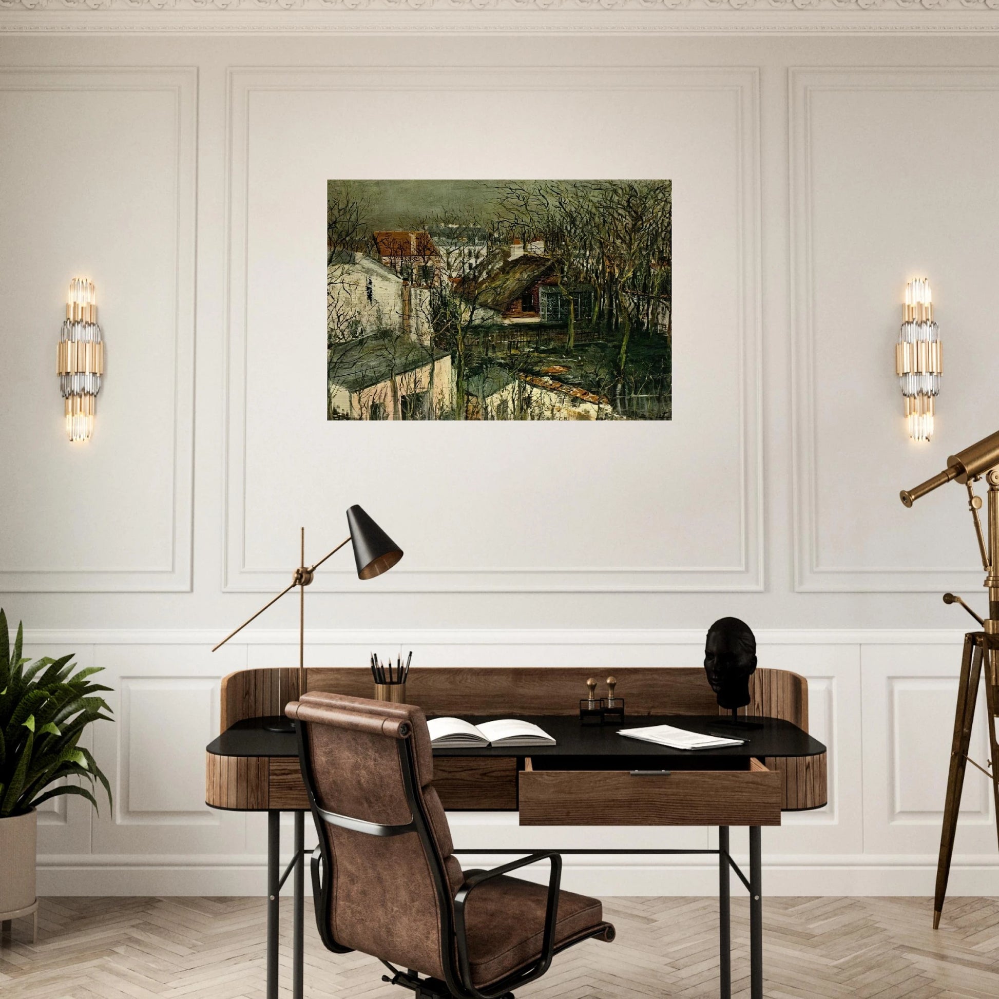 THE BERLIOZ HOUSE - Maurice Utrillo Brushed Aluminum Print - 70x100 cm / 28x40 inches | Maurice Utrillo Aluminum Print | Maurice Utrillo Prints
