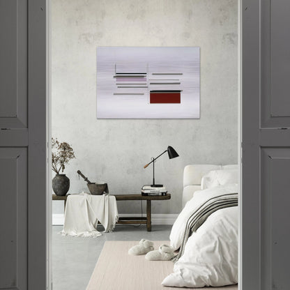 ABSTRACT IN WHITE BLACK INDIAN AND LILAC 1957 - Victor Pasmore Brushed Aluminum Print - 70x100 cm / 28x40 inches | Victor Pasmore Aluminum Print | Victor Pasmore Prints