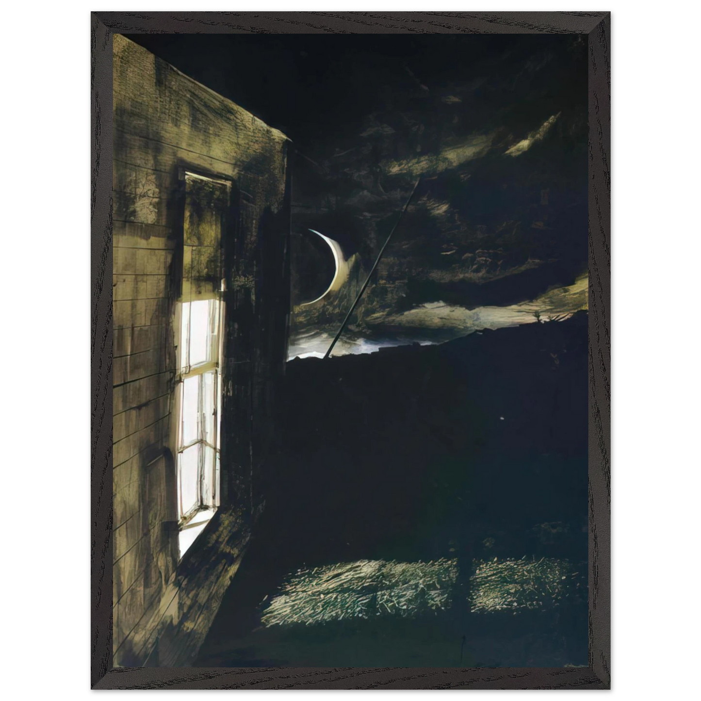 Andrew Wyeth - CRESCENT MOON Wall Art - 21x29.7 cm / 8x12" - Premium Wooden Framed Poster With Fine Art Paper-canvas - Wood frame