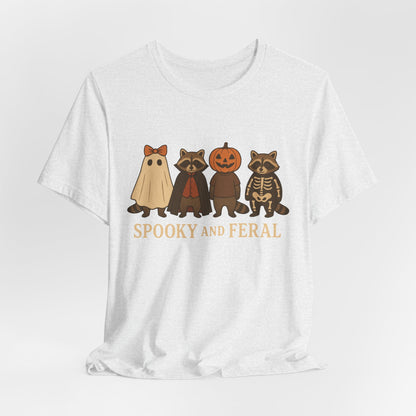 Gruseliges Waschbär-Shirt, lustiges Halloween-T-Shirt mit Grafik, süßes Vintage-Herbst-T-Shirt, trendiges Damen-Halloween-Shirt, T-Shirt mit wildem Waschbär-Motiv