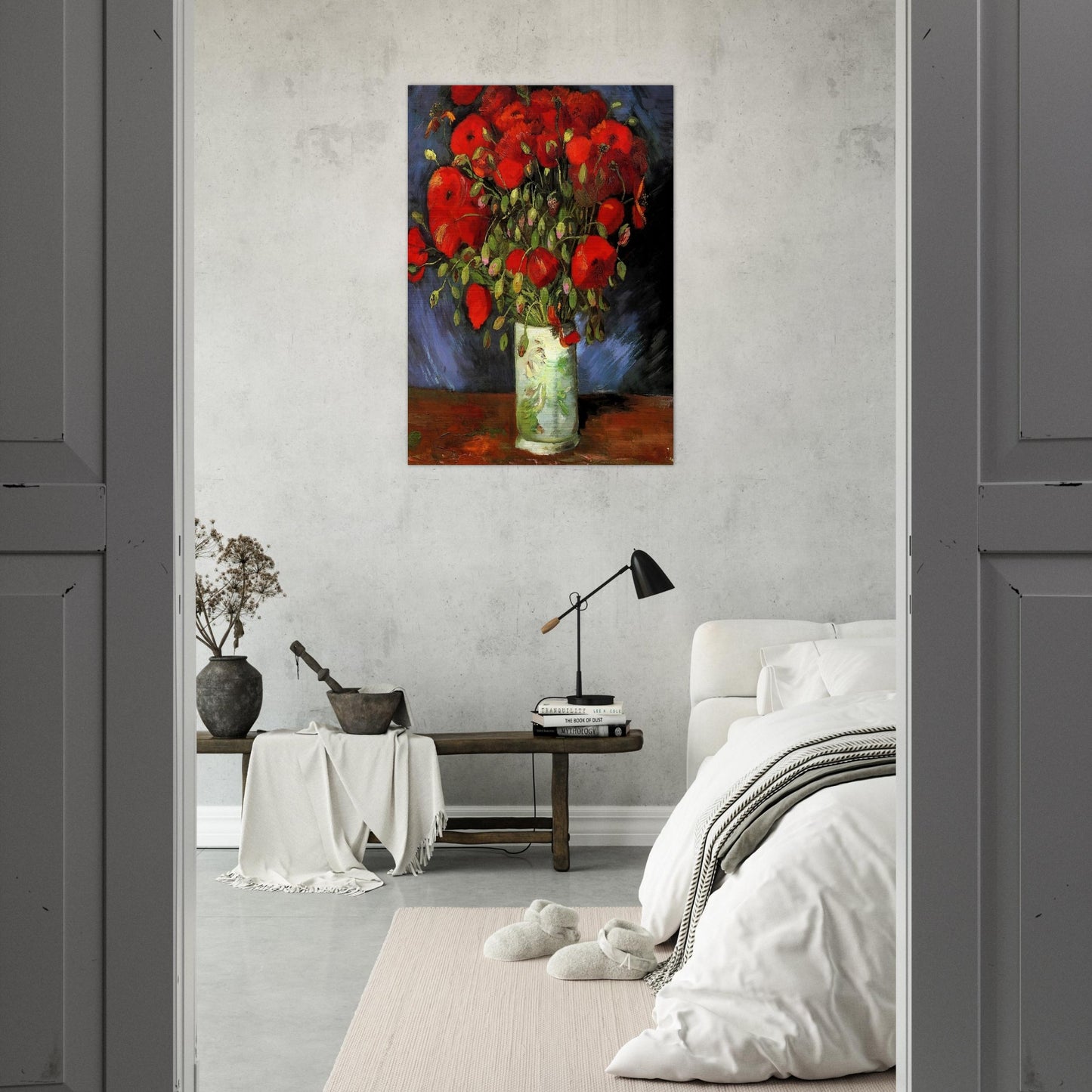 Vase with Red Poppies - Vincent van Gogh Brushed Aluminum Print - 70x100 cm / 28x40 inches | Vincent van Gogh Aluminum Print | Vincent van Gogh Prints