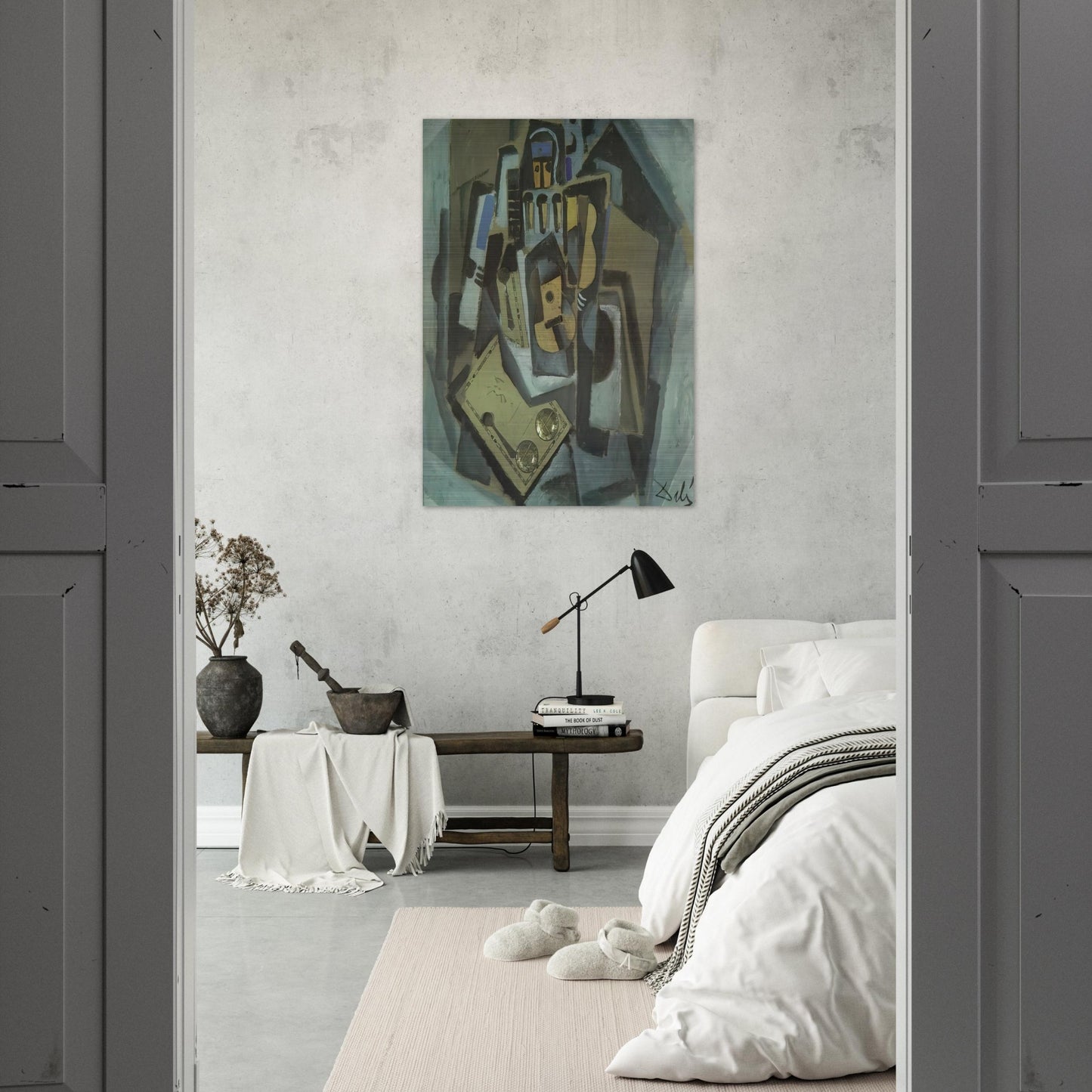 PIERROT AND GUITAR - Salvador Dali Brushed Aluminum Print - 70x100 cm / 28x40 inches | Salvador Dali Aluminum Print | Salvador Dali Prints