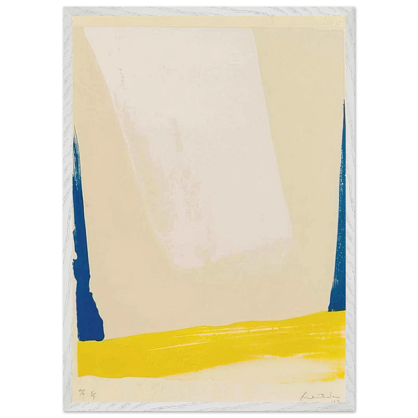 Helen Frankenthaler - White Portal - 1967 Wall art - 28x43  cm / XL (11x17 inches) - Premium Wooden Framed Poster With Fine Art Paper-canvas - Black frame