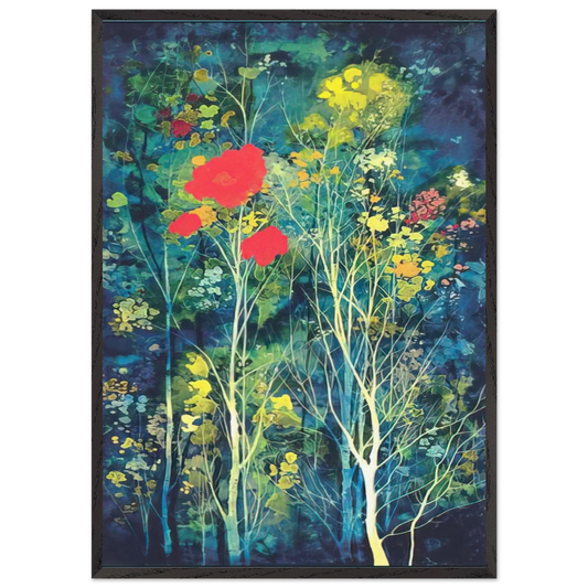 Poppies and Flowers - Eyvind Earle 70x100 cm / 28x40 inches Framed Art Print – Black Wooden Frame