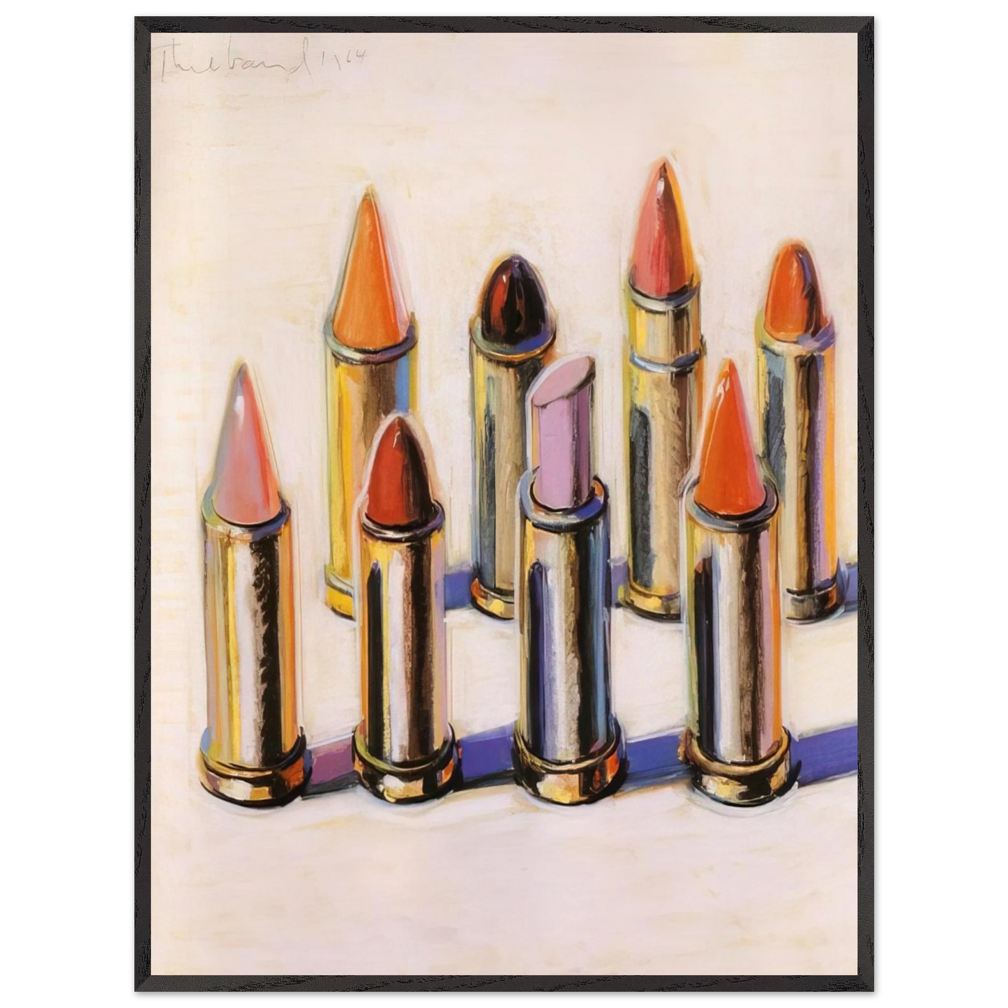 Wayne Thiebaud - Lipsticks - 1964 Wall Art - 30x40 cm / 12x16 inches - Premium Wooden Framed Poster With Fine Art Paper - Black frame