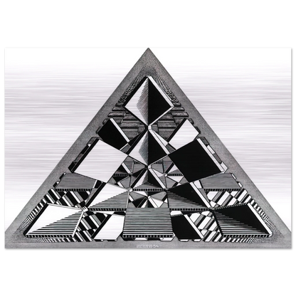THREE INTERSECTING PLANES - MC Escher Brushed Aluminum Print - 70x100 cm / 28x40 inches | MC Escher Aluminum Print | MC Escher Prints | Maurits Cornelis Escher Prints