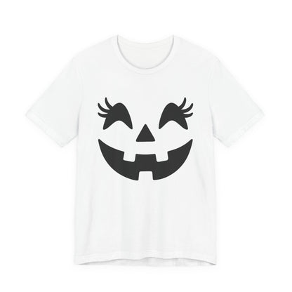 Jack O'Lantern Gesicht Kürbis Wimpern Halloween Damen Mädchen T-Shirt
