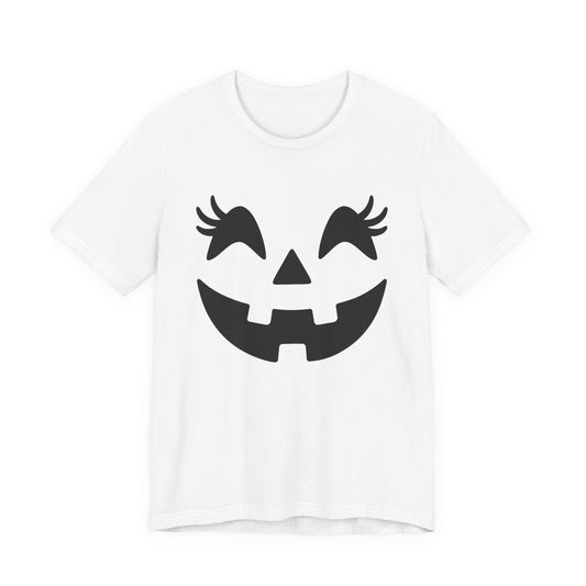 Jack O'Lantern Gesicht Kürbis Wimpern Halloween Damen Mädchen T-Shirt