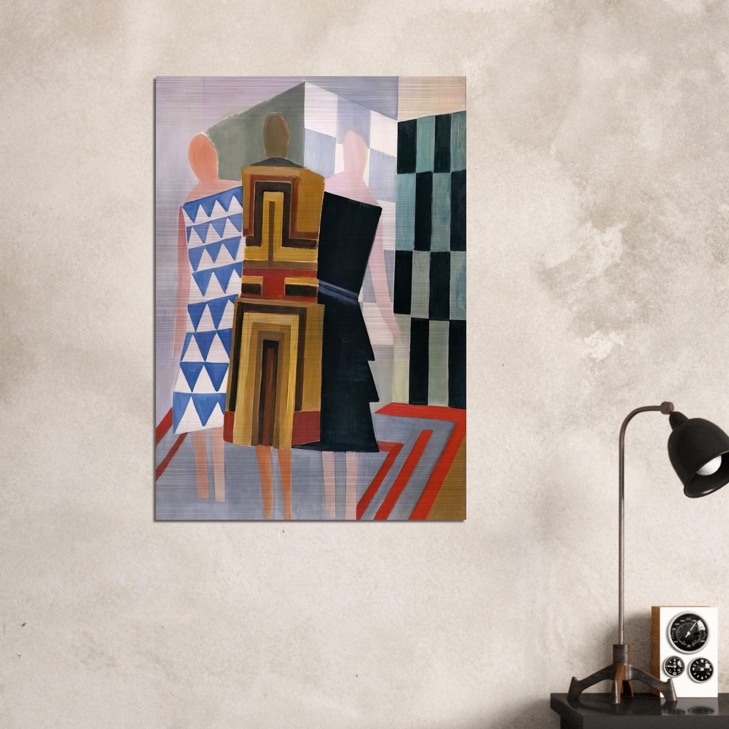 SIMULTANEOUS DRESSES THREE WOMEN FORMS COLOURS 1925 - Sonia Delaunay Brushed Aluminum Print - 70x100 cm / 28x40 inches | Sonia Delaunay Aluminum Print | Sonia Delaunay Prints