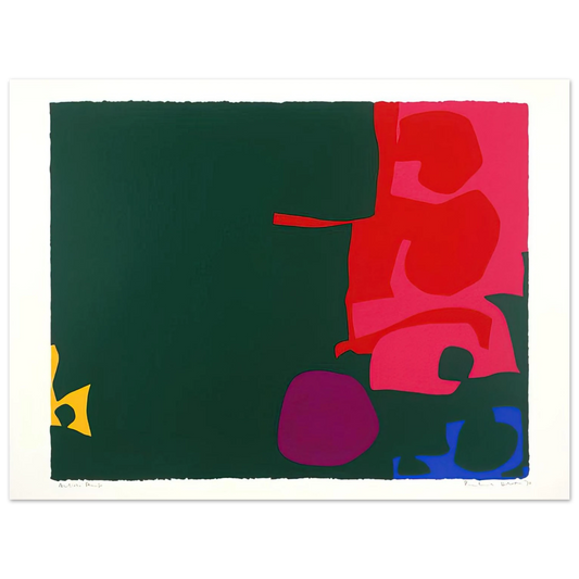 Patrick Heron - Interlocking Scarlet and Pink in Deep Green - 1970  75x100 cm / 30x40inches Fine Art Poster