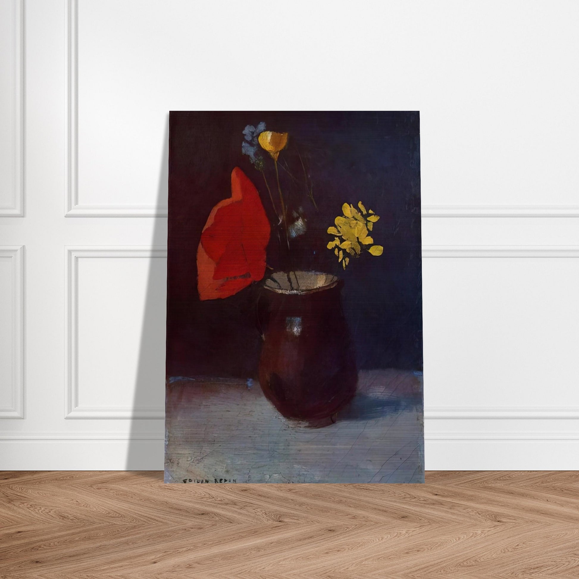 PITCHER OF FLOWERS - Odilon Redon Brushed Aluminum Print - 70x100 cm / 28x40 inches | Odilon Redon Aluminum Print | Odilon Redon Prints