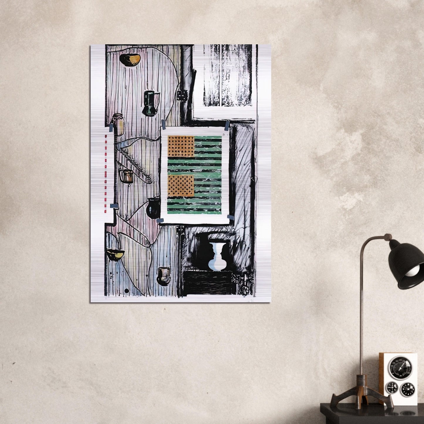 VENTRILOQUIST ULAE 235 - Jasper Johns Brushed Aluminum Print - 70x100 cm / 28x40 inches | Jasper Johns Aluminum Print | Jasper Johns Prints
