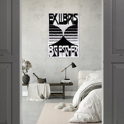 BOOKPLATE B G ESCHER BEER - MC Escher Brushed Aluminum Print - 70x100 cm / 28x40 inches | MC Escher Aluminum Print | MC Escher Prints | Maurits Cornelis Escher Prints