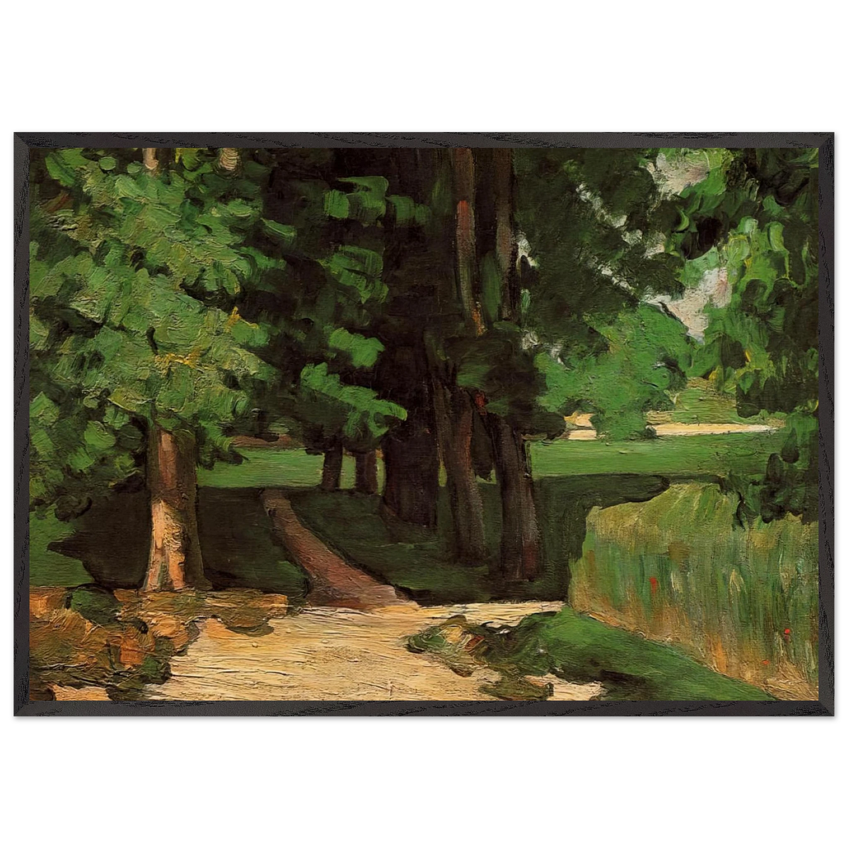 Lane of Chestnut Trees at the Jas de Bouffan - Paul Cezanne 70x100 cm / 28x40 inches Framed Art Print – Black Wooden Frame