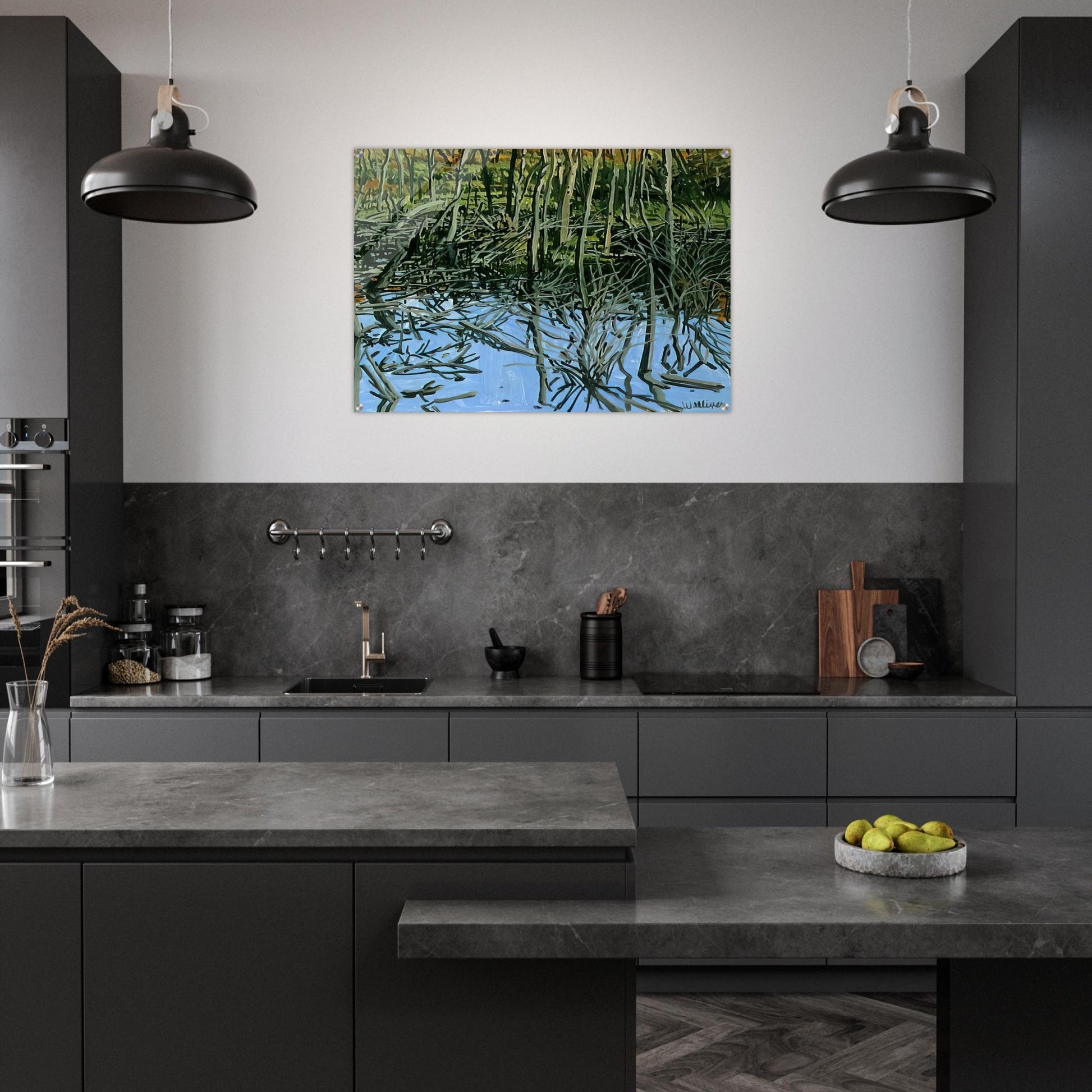 Study for Low Water - Knight's Flowage - 1980 - Neil Welliver Acrylic Print - 70x100 cm / 28x40″ inches