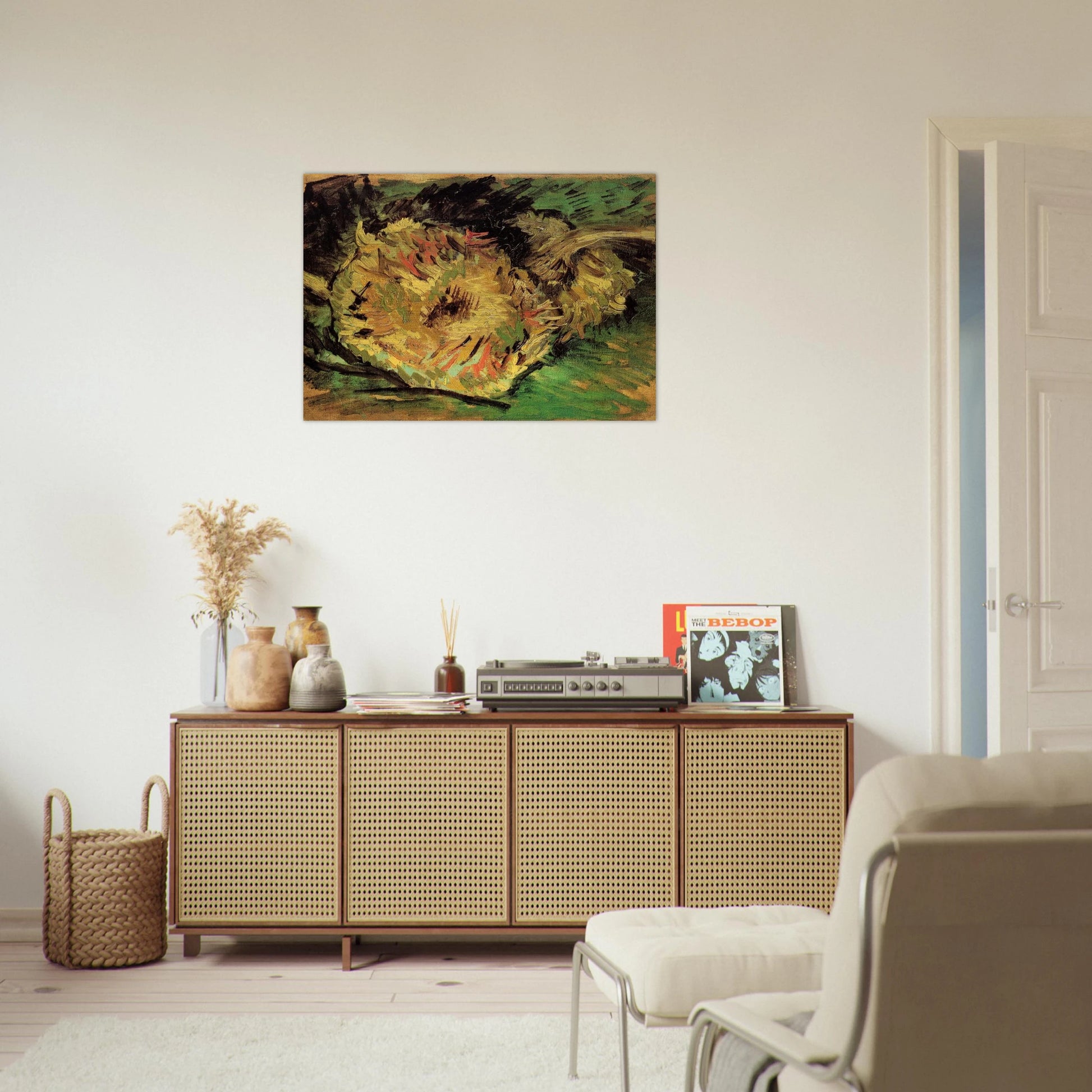 Two Cut Sunflowers - Vincent van Gogh Brushed Aluminum Print - 70x100 cm / 28x40 inches | Vincent van Gogh Aluminum Print | Vincent van Gogh Prints