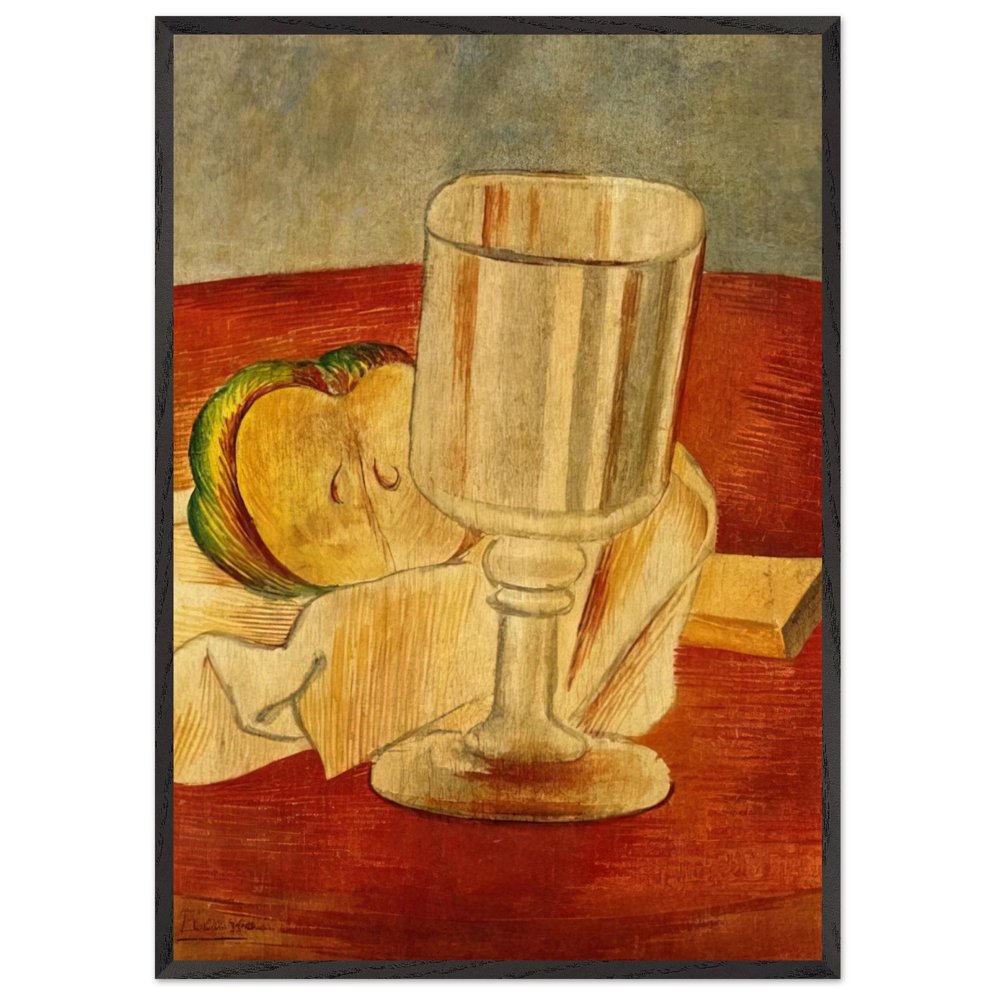 Still life with Gobleet - 1914 - Pablo Picasso 70x100 cm / 28x40 inches Framed Art Print – Black Wooden Frame