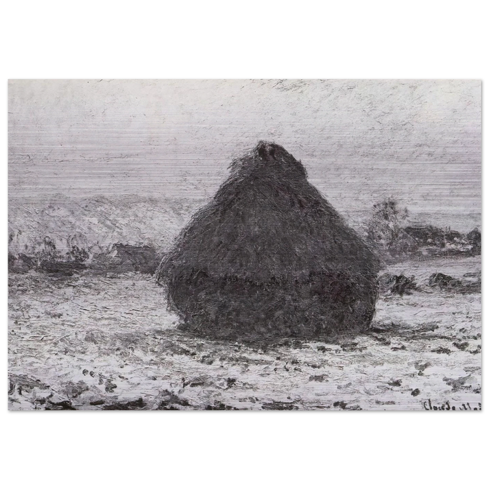 Grainstack in the Sunlight, Snow Effect - claude monet Brushed Aluminum Print - 70x100 cm / 28x40 inches | claude monet Aluminum Print | claude monet Prints