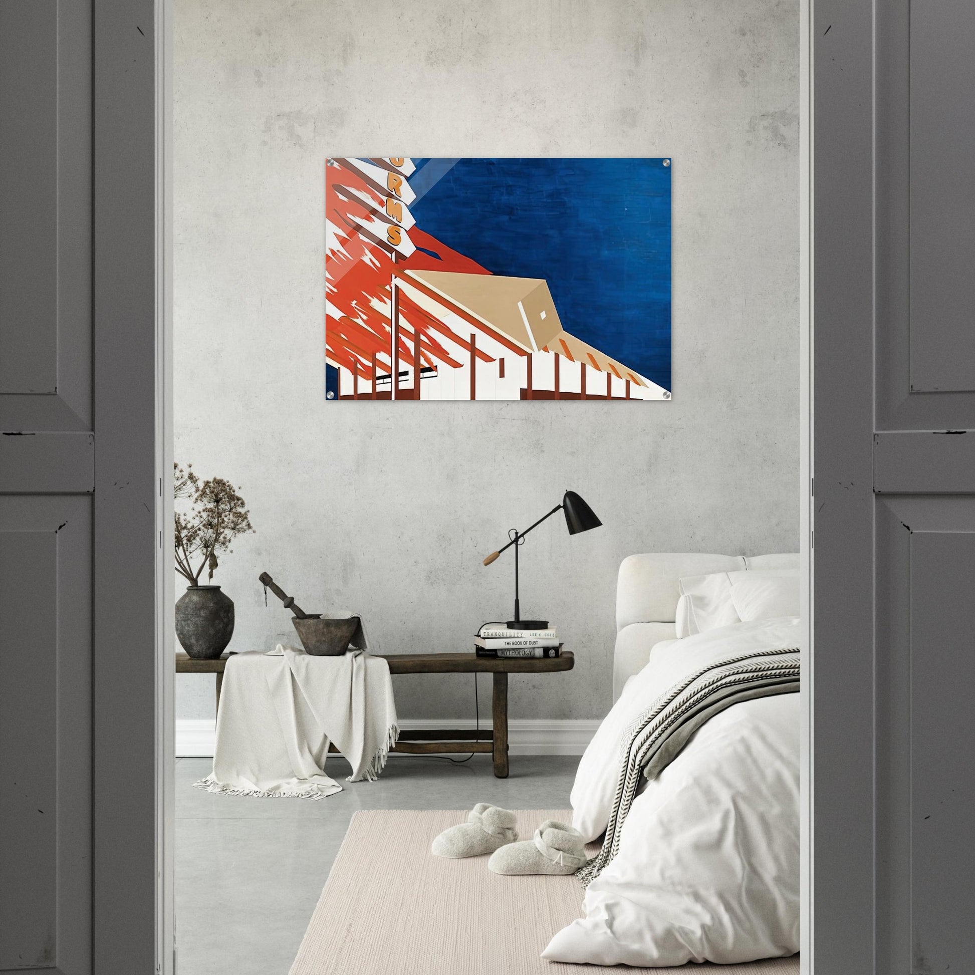 NORMS LA CIENAGA ON FIRE 1964 - Edward Ruscha Acrylic Print - 70x100 cm / 28x40″ inches