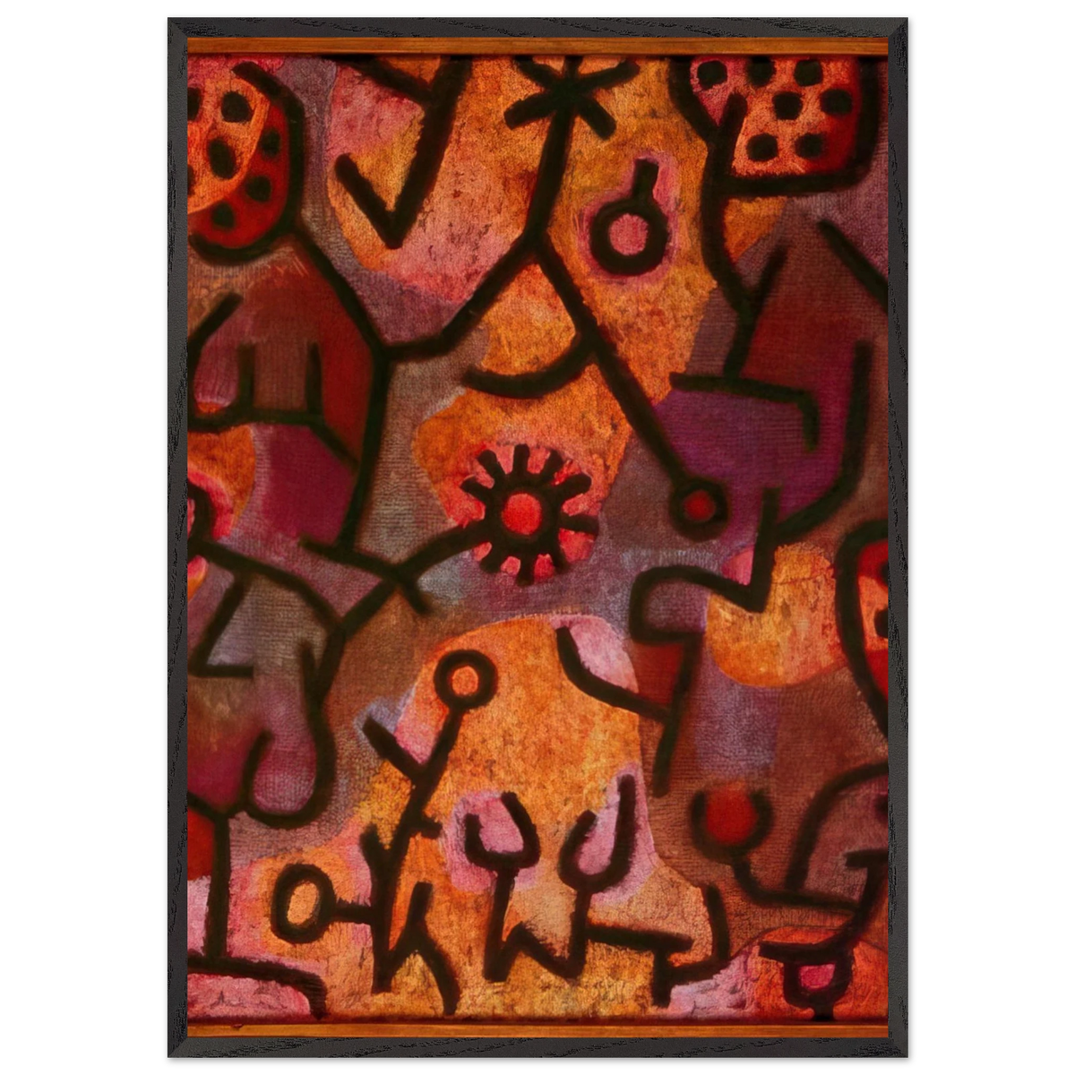 FLORA ON ROCKS SUN 1940 - Paul Klee 70x100 cm / 28x40 inches Framed Art Print – Black Wooden Frame
