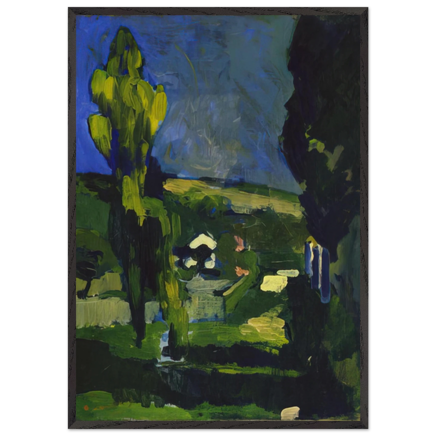 POPLARS 1900 - Andre Derain 70x100 cm / 28x40 inches Framed Art Print – Black Wooden Frame