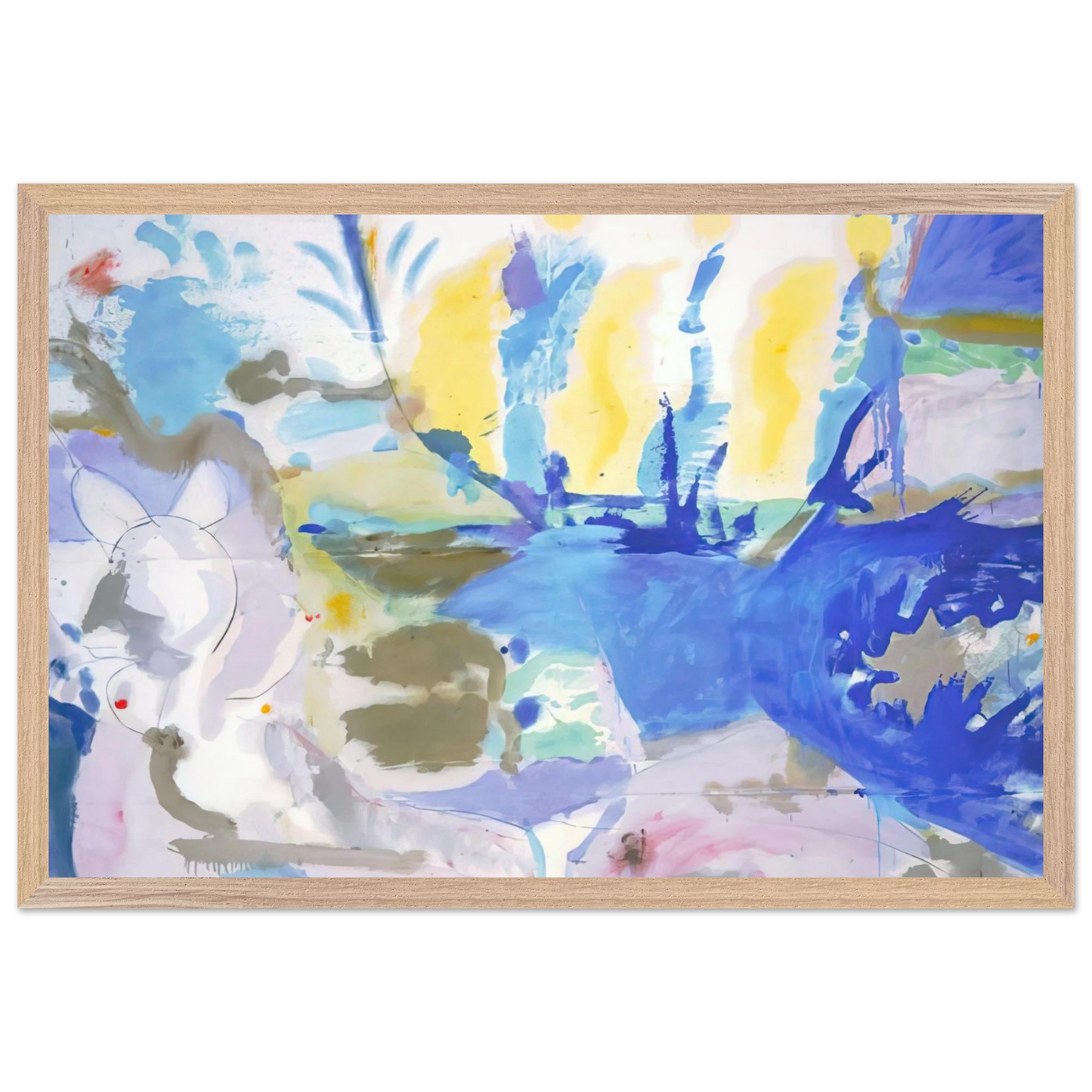 Helen Frankenthaler - Basque Beach - 1958 Wall art - 70x100 cm / 28x40 inches - Premium Wooden Framed Poster With Fine Art Paper-canvas - Black frame